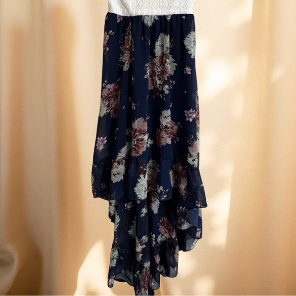 As U Wish Dress,lace,SZ  L Floral, Lined Hi-Lo Ruffled ,chiffon,sheer,ethereal - Picture 3 of 5